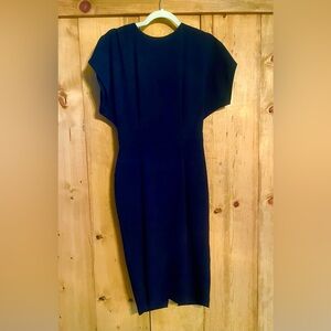 Black Sheath Midi Dress with Bateau Neckline